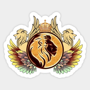 Wonderful lion head with wings and crown Sticker